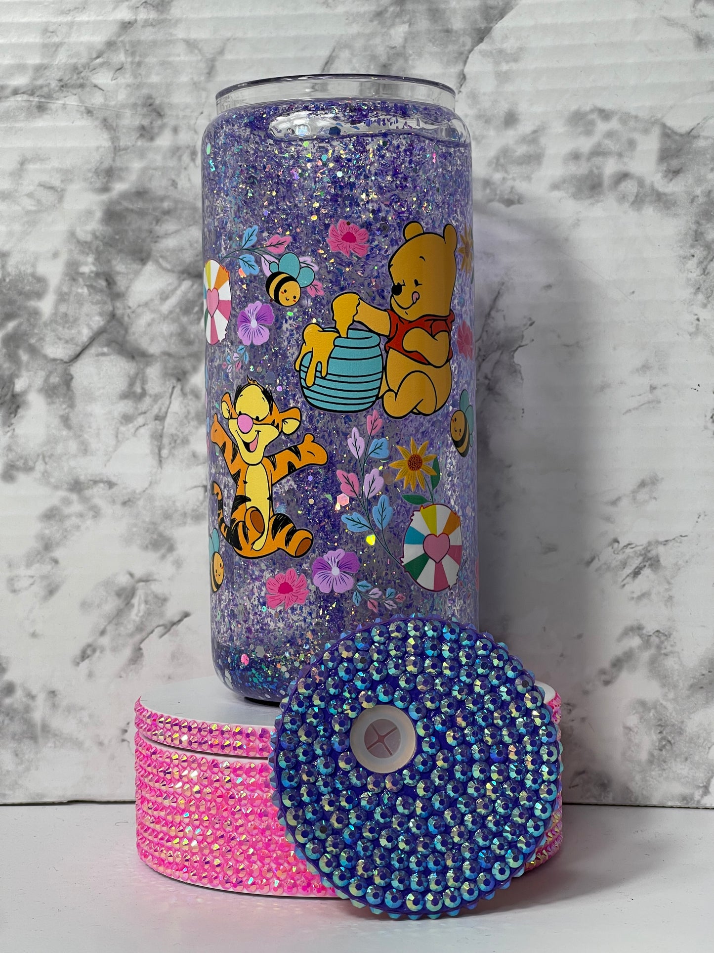 Winnie the Pooh Purple Glitter Tumbler