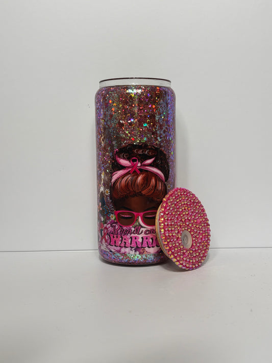 Breast Cancer Awareness Glitter SnowGlobe Tumbler