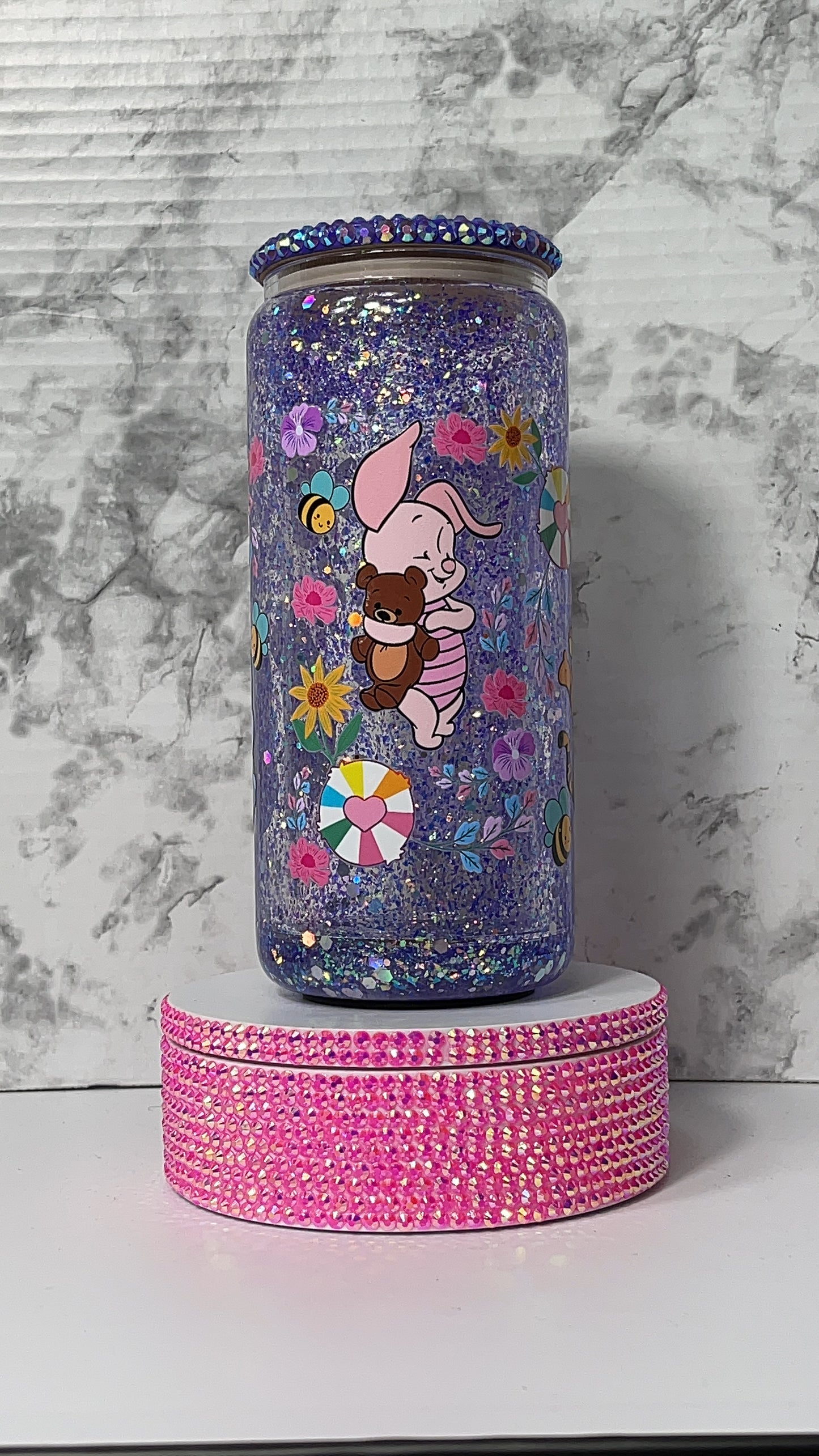 Winnie the Pooh Purple Glitter Tumbler