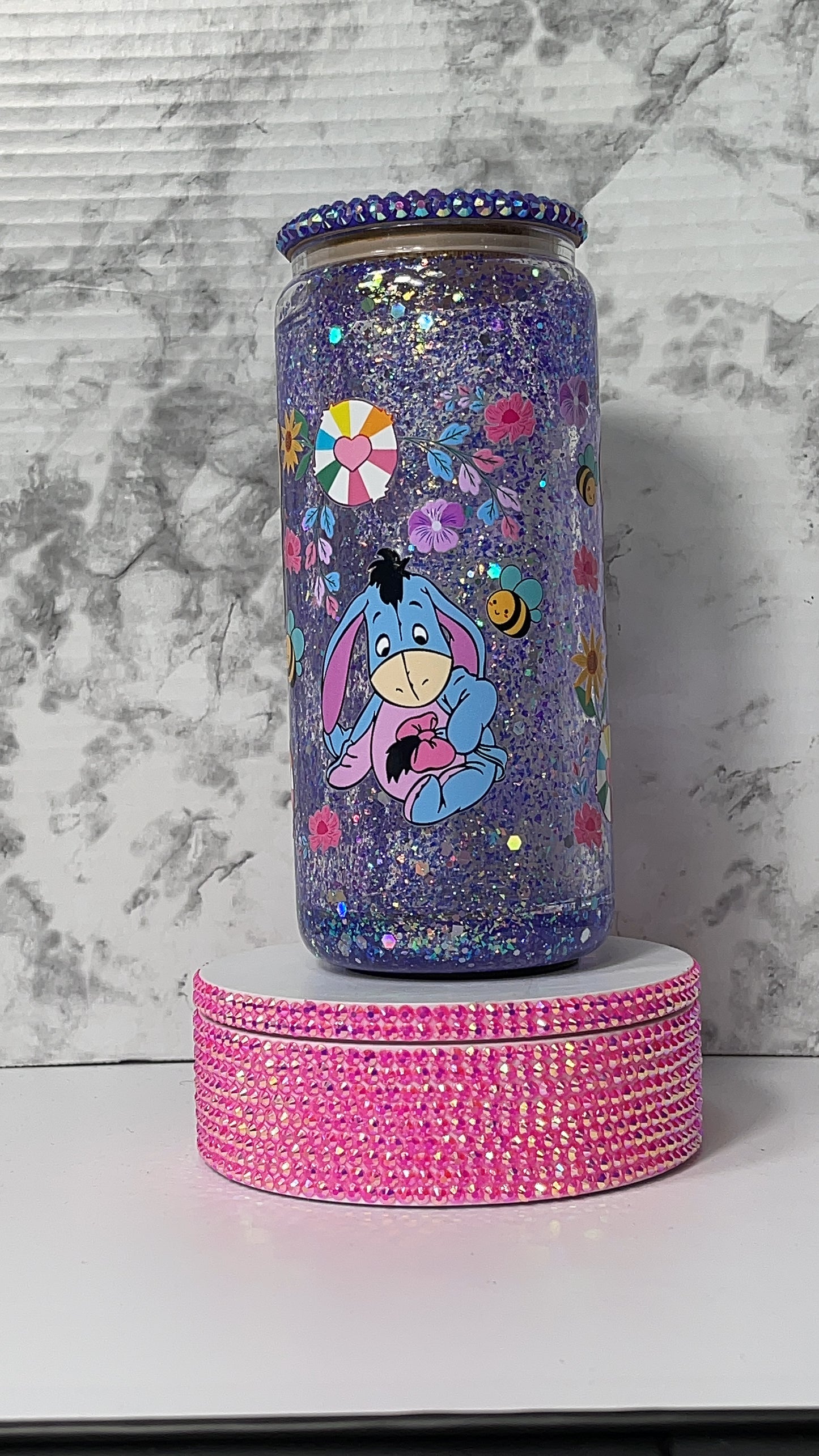 Winnie the Pooh Purple Glitter Tumbler