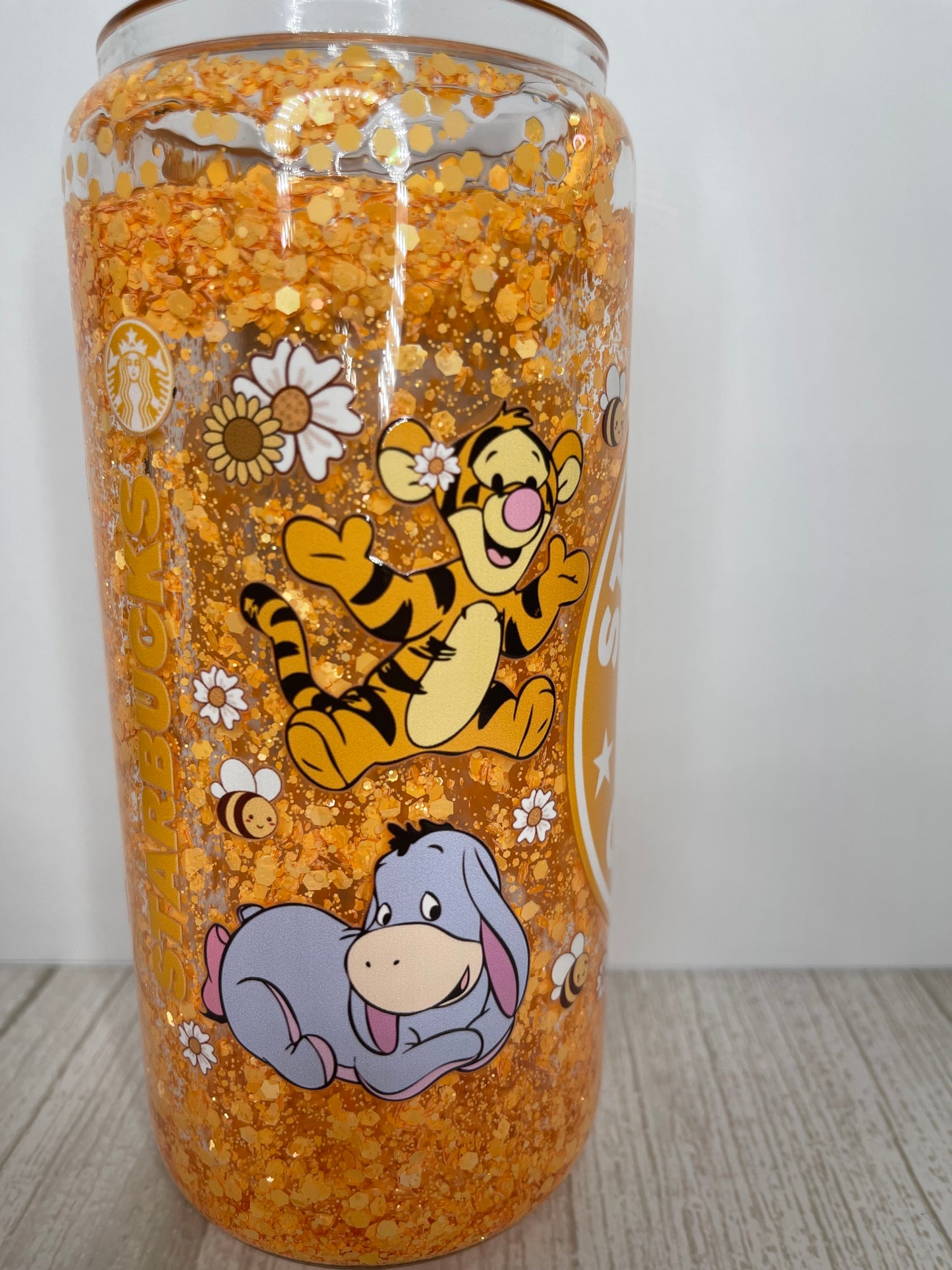 Orange Starbucks Winnie the Pooh Snow Globe Tumbler