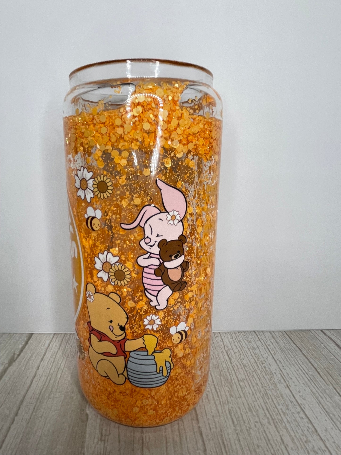 Orange Starbucks Winnie the Pooh Snow Globe Tumbler