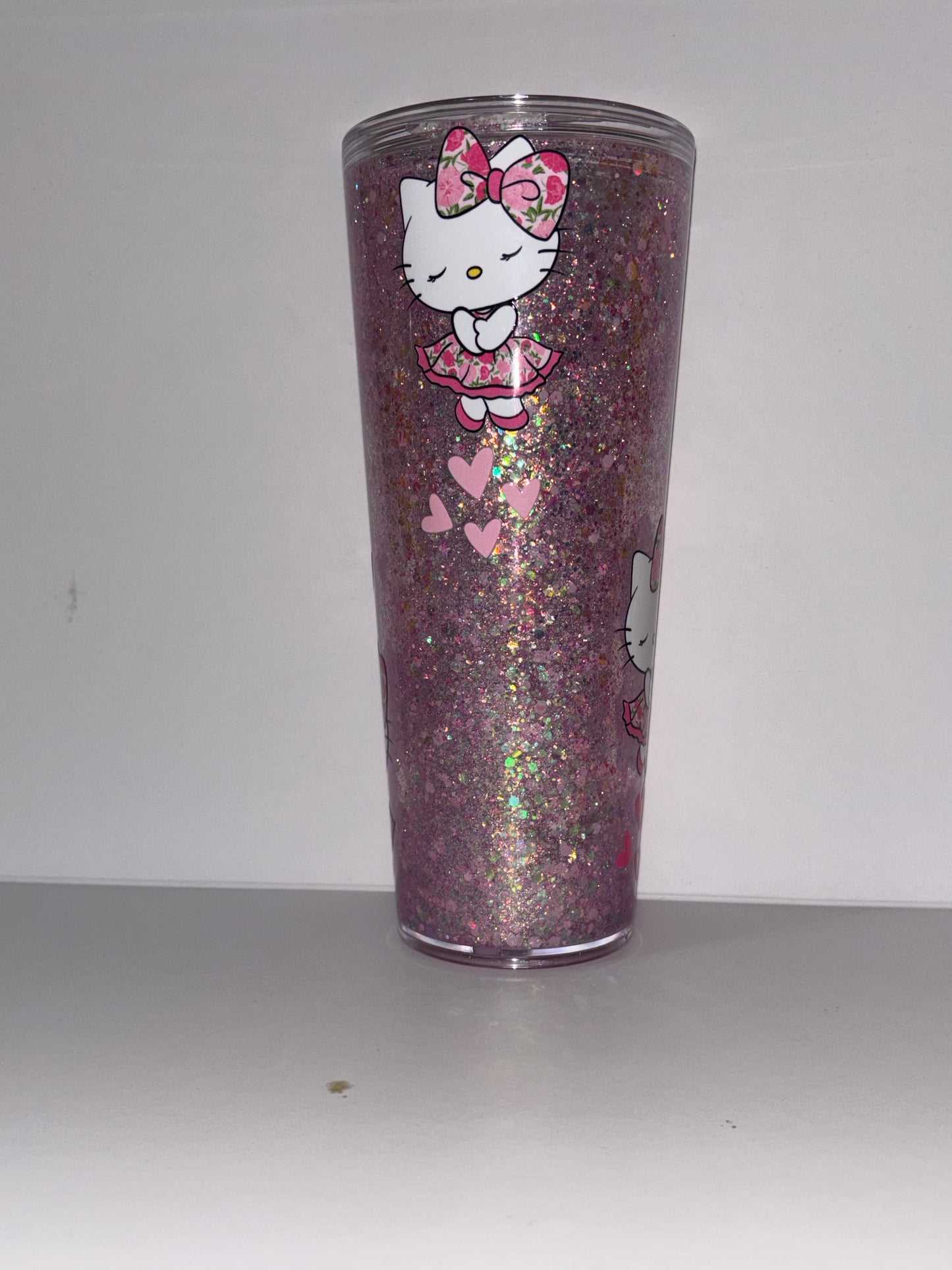 24oz Pink Cat-Inspired Snowglobe Tumbler | Ready to Ship Glitter Cup