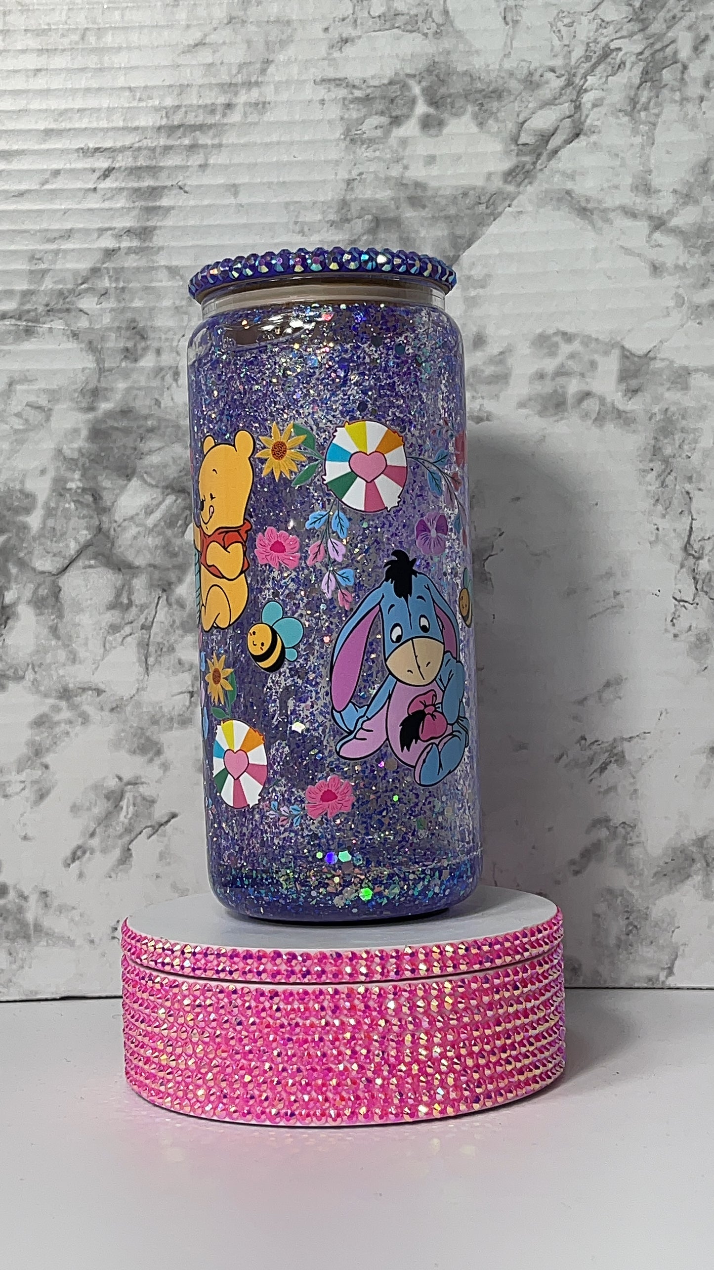 Winnie the Pooh Purple Glitter Tumbler