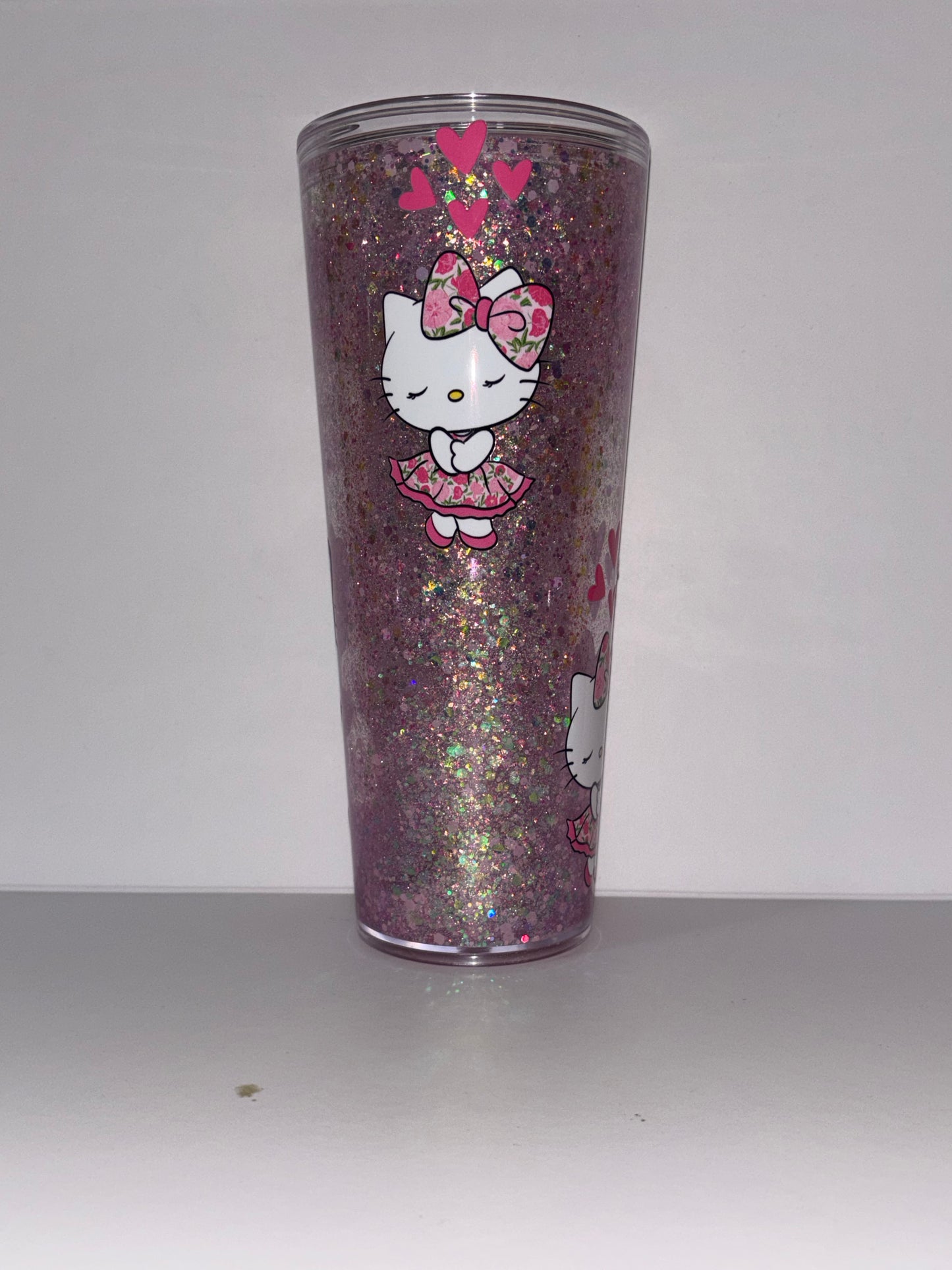 24oz Pink Cat-Inspired Snowglobe Tumbler | Ready to Ship Glitter Cup