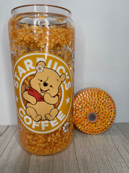 Orange Starbucks Winnie the Pooh Snow Globe Tumbler