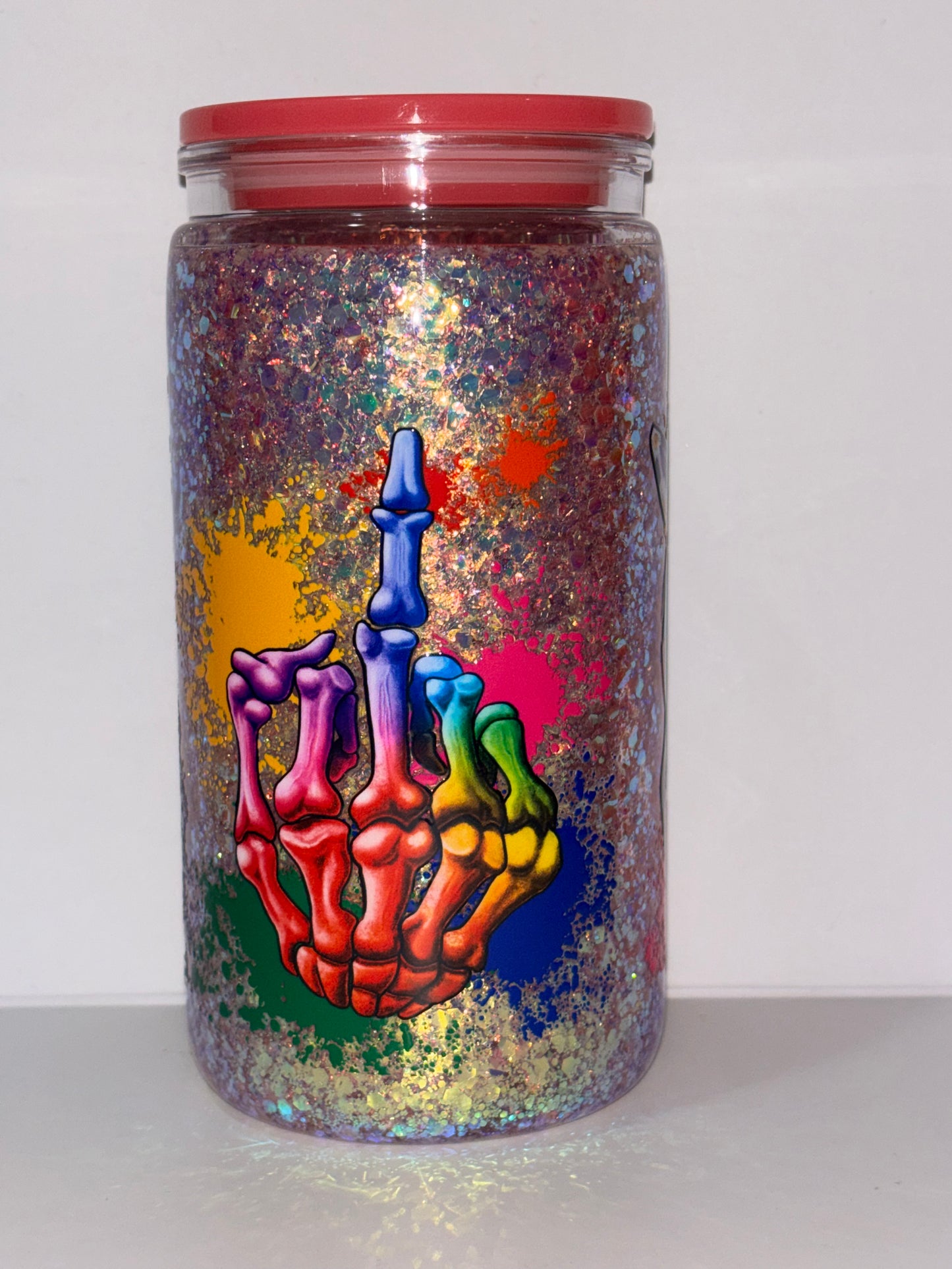 16oz Edgy Skull Snowglobe Tumbler | Ready to Ship Glitter Cup