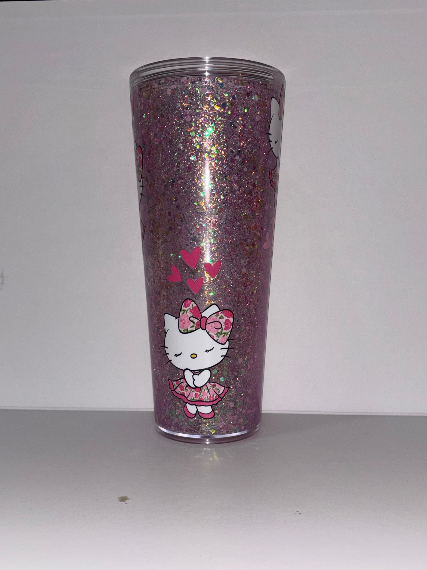 24oz Pink Cat-Inspired Snowglobe Tumbler | Ready to Ship Glitter Cup