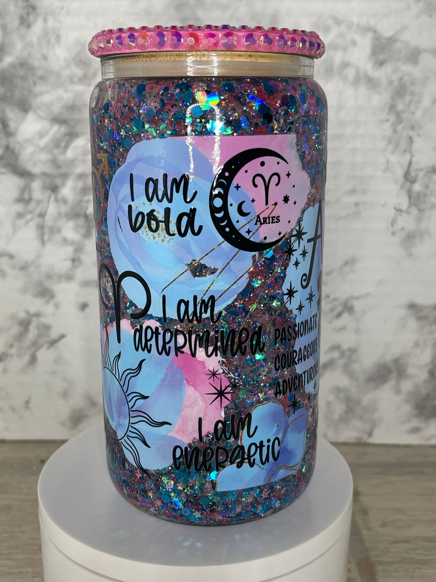 Zodiac Glitter Snow Globe Tumbler