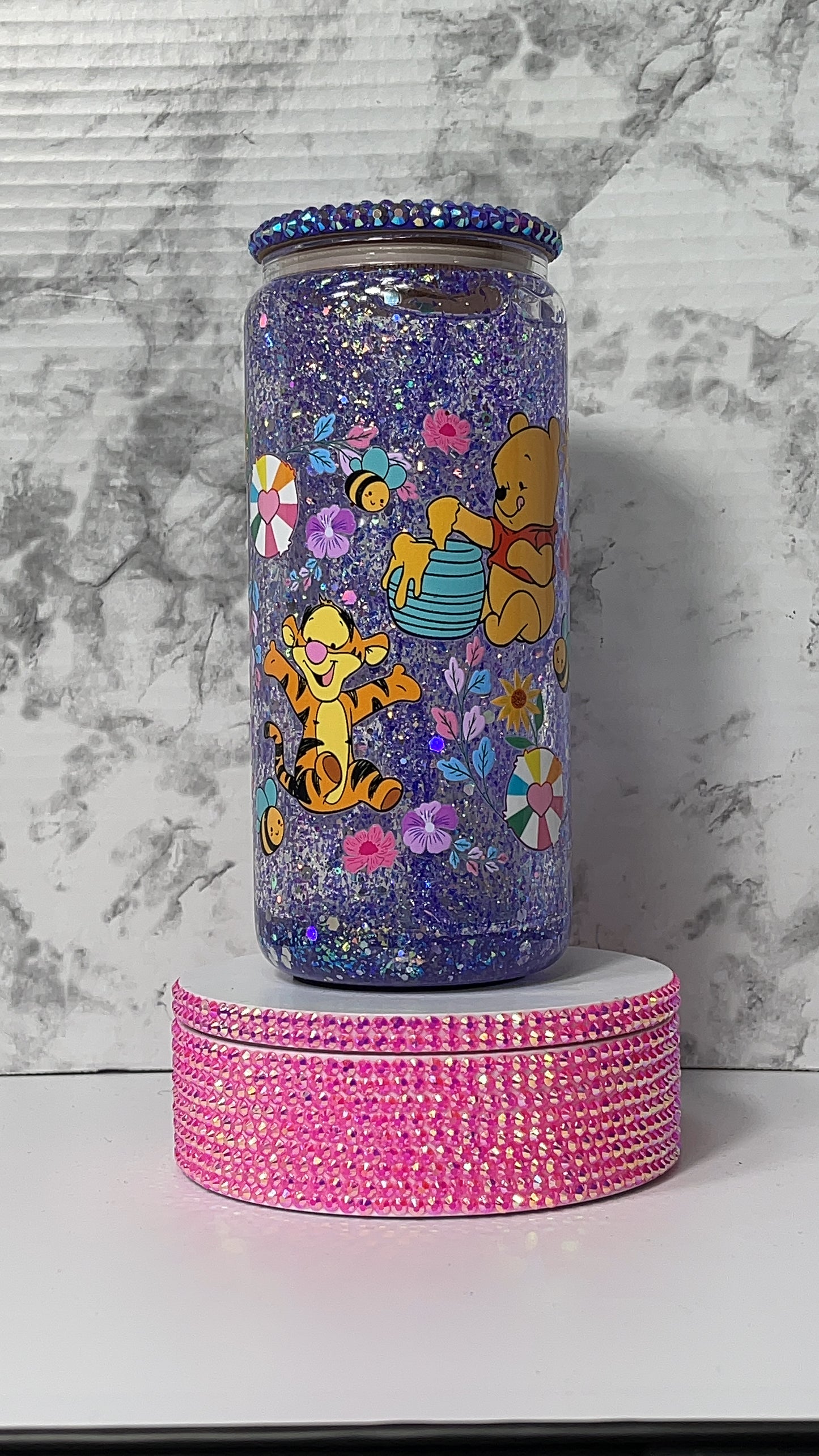 Winnie the Pooh Purple Glitter Tumbler