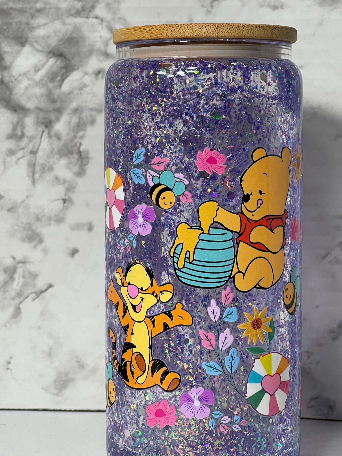 Winnie the Pooh Purple Glitter Tumbler