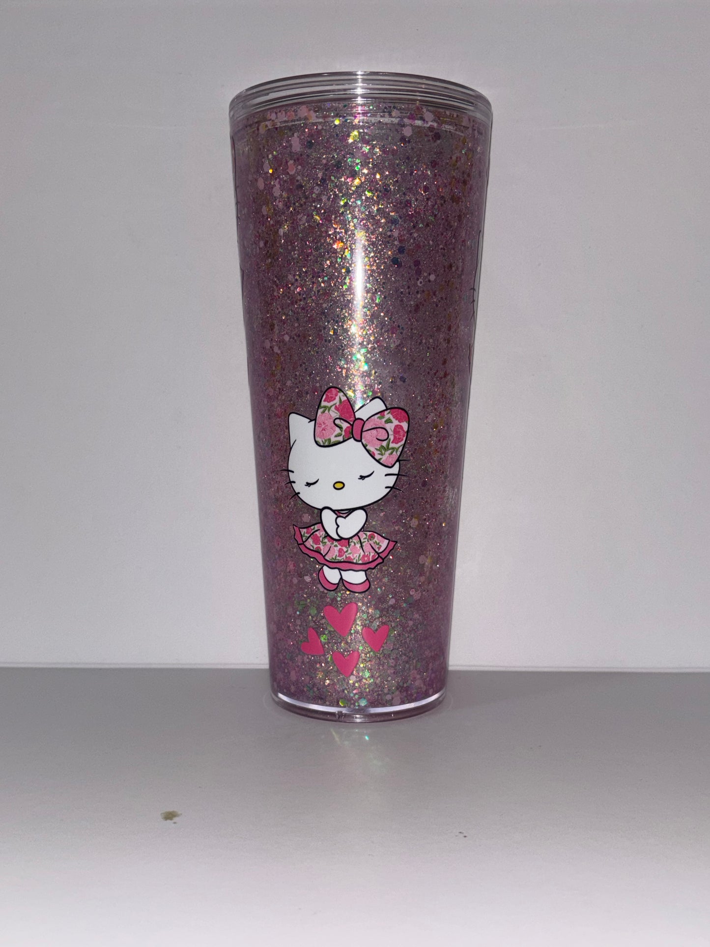 24oz Pink Cat-Inspired Snowglobe Tumbler | Ready to Ship Glitter Cup